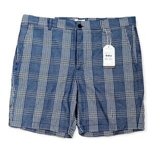 BEN SHERMAN Men's Essex Blue Plaid Chino 100% Cotton Shorts Sz 36